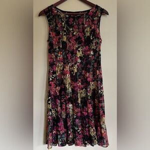 Chetta B| Nordstrom| Multicolour Sheer Lace Overlay Skirted Dress Sz 12